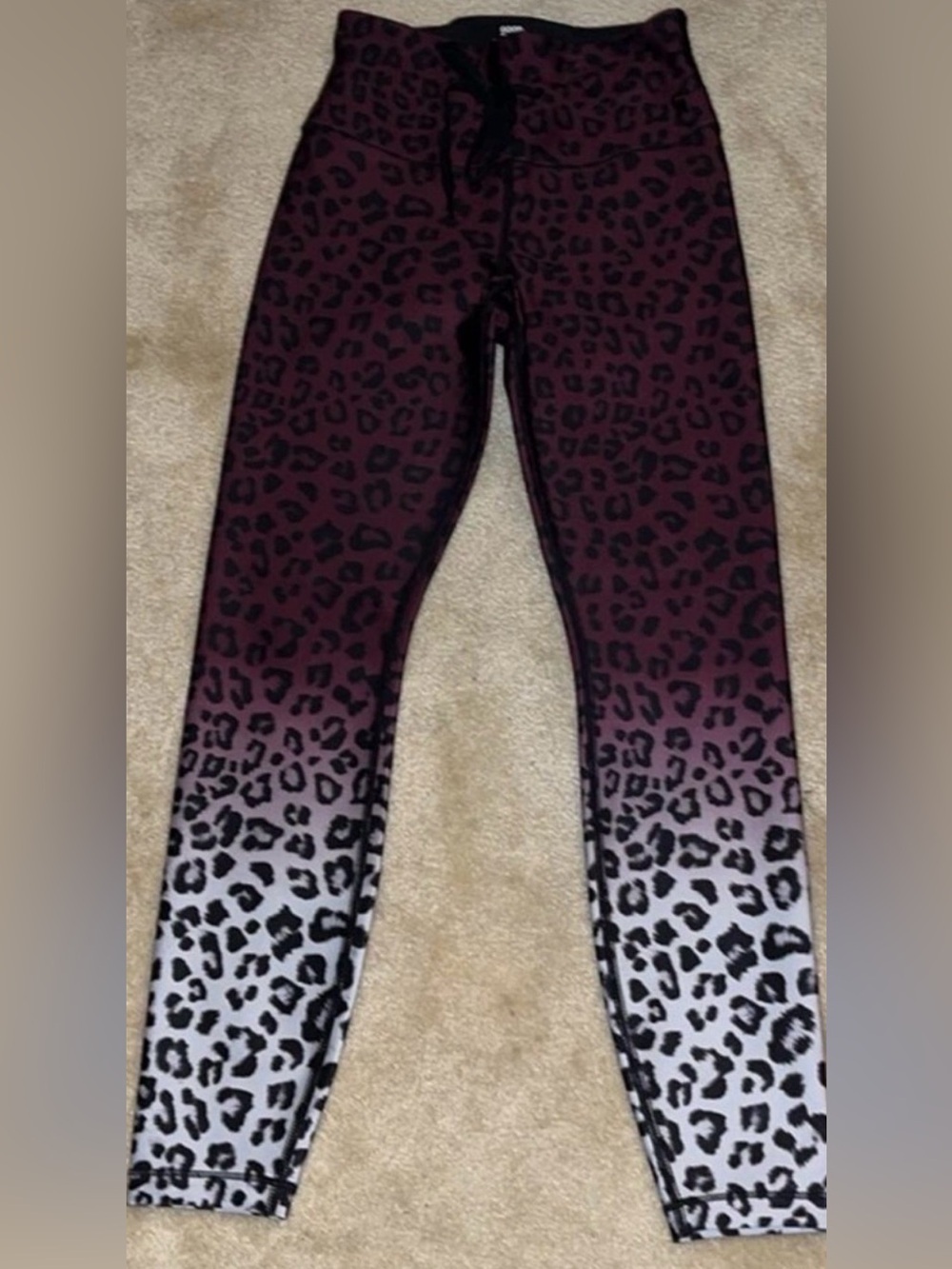 Good American Ombre Leopard Leggings 7/8 High Waist Drawstring Sz 0 Khloe K